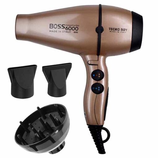 Tecno Dry Επαγγελματικό Σεσουάρ Boss 6000 Champagne Ultra Ionic Line 2500W
